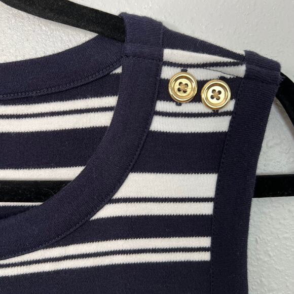 Talbots Tank Dress Midi Navy White Striped Pullover Sleeveless Sz M Women's - Picture 3 of 5